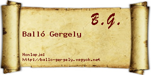 Balló Gergely névjegykártya