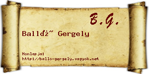 Balló Gergely névjegykártya